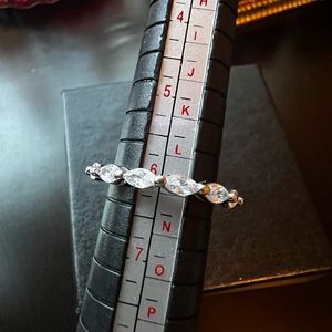 Sterling silver cz band ring size 6